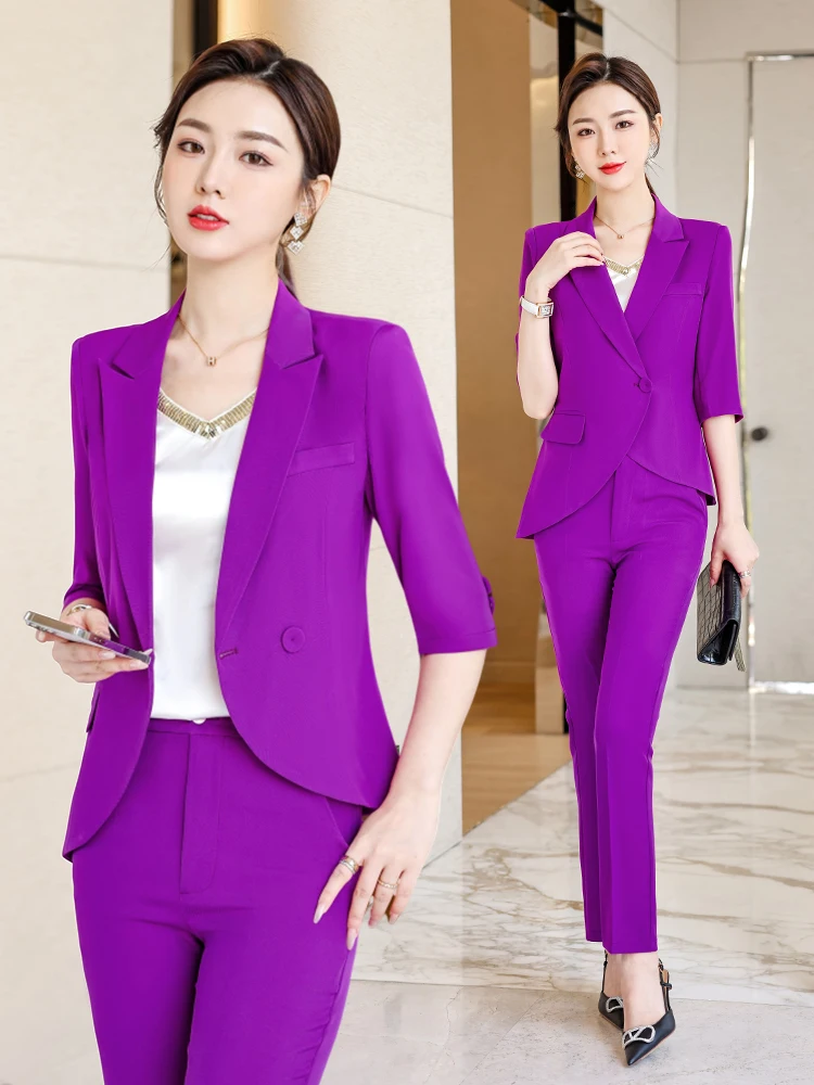 

Purple Suit Set Women's New 2026 Summer Thin High-end Personality Front Desk Professional Formal Workwear Spring Autumn