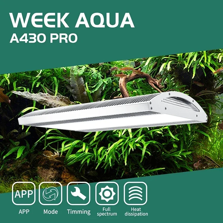 Week Aqua A430 Pro 120W LED Aquarium Light - Full Spectrum for Freshwater Planted Tanks APP Control with Sunrise/Sunset Dimming