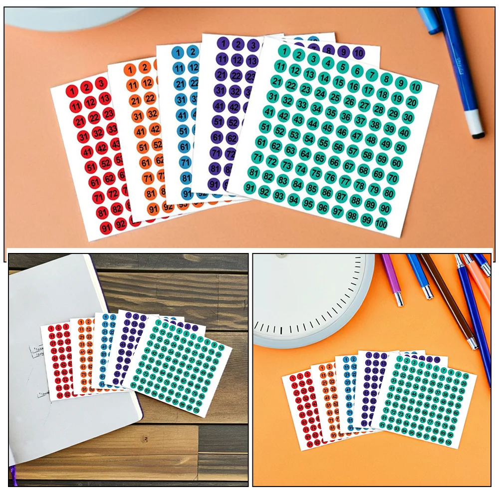 2500 قطعة من ملصقات الأرقام الملونة 1-100 ملصقات دائرية قابلة للتقشير واللصق لوضع العلامات على تصنيف فعال في مكاتب الفصول الدراسية #4