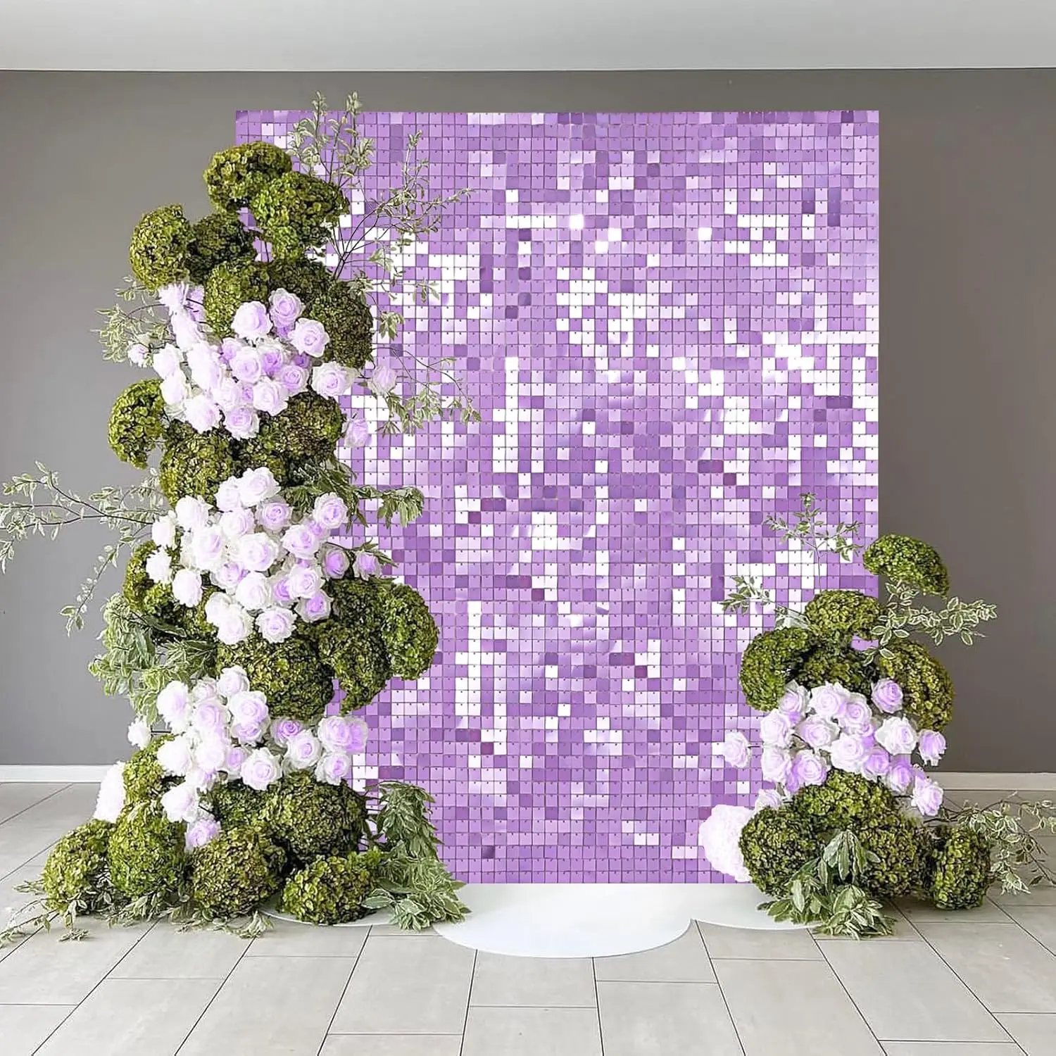 

Light Purple Shimmer Wall Backdrop, 18PCS Square Sequin Glitter Backdrop Panel for Birthdays, Wedding Party Decoration(3ftx6ft)