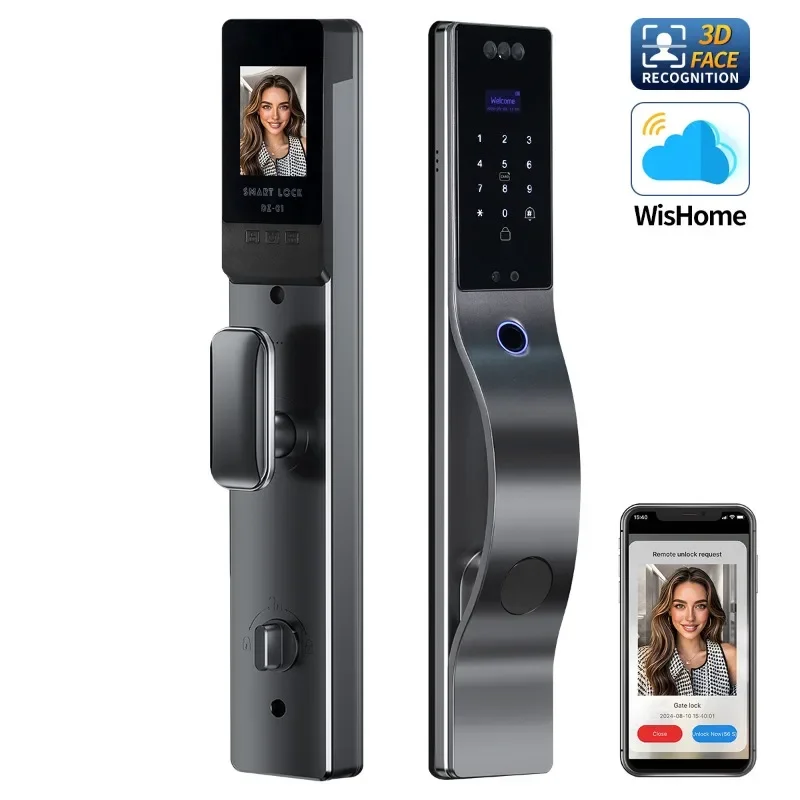 Digital Smart Door Lock WiFi APP Control 3D Facial Recognition Fingerprint Card Unlock Electronic Keyless HomeSecurit LockDevice