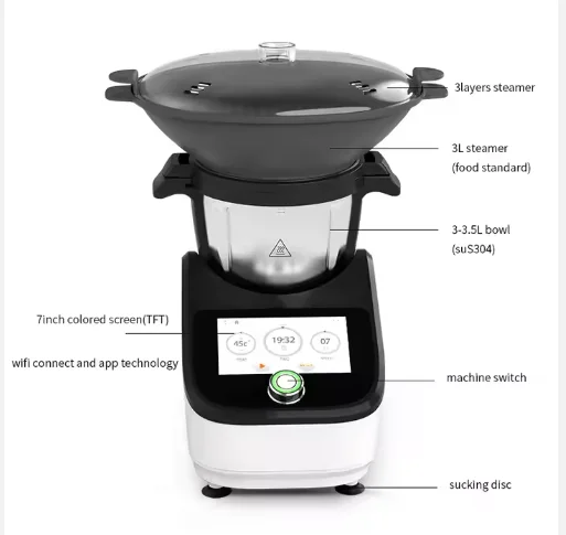 SUPER TM6 Thermomixe Fully automatic  Multifunctional Home cooking robot  Robot Chopper Smart Food Processors  black color sales