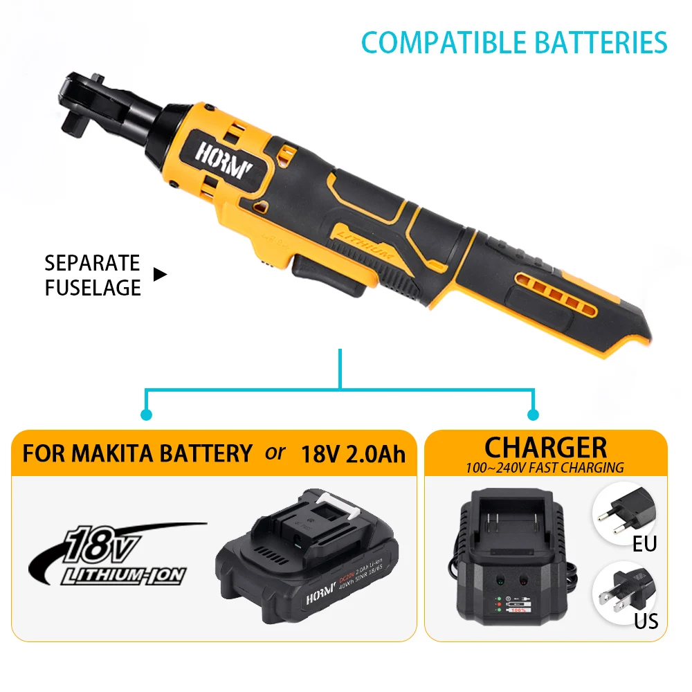 Chiave a cricchetto elettrica a batteria 50N.m con 2 batterie al litio 3/8 '' Trapano a percussione Cacciavite Rimozione Vite Dado Strumento di riparazione auto