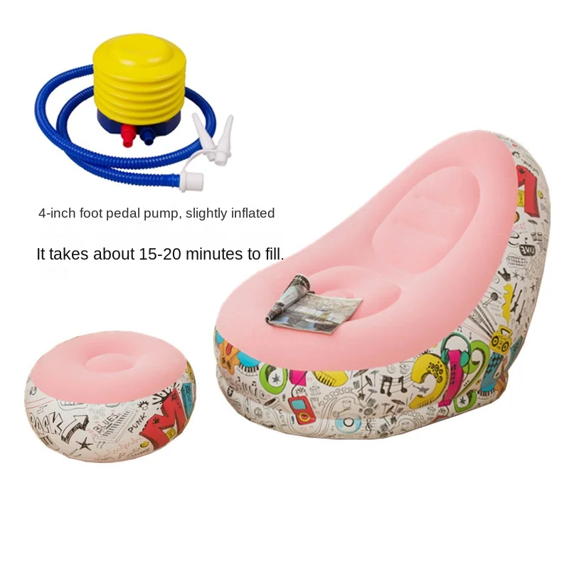 كرسي ترفيهي جديد قابل للنفخ، أريكة مسند ظهر قابلة للطي + مجموعة دواسة القدم، كرسي أريكة، مجهزة بمضخة قدم قابلة للنفخ #6