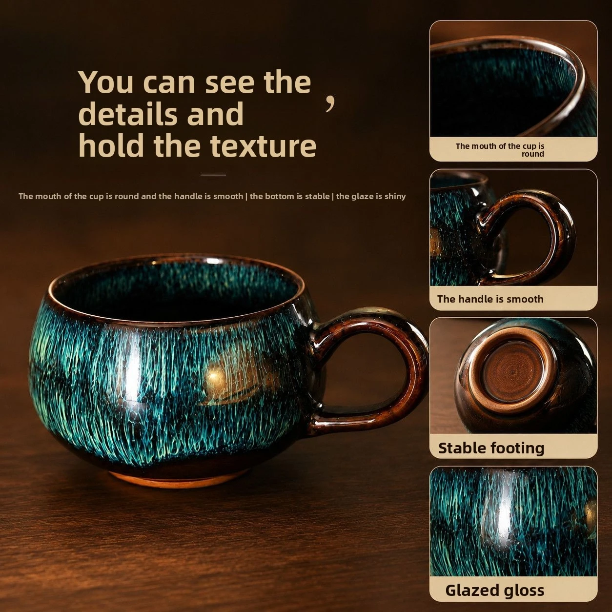 Starry sky glaze ceramic cup luminous tea set is as warm as jade, suitable for office and leisure daily use