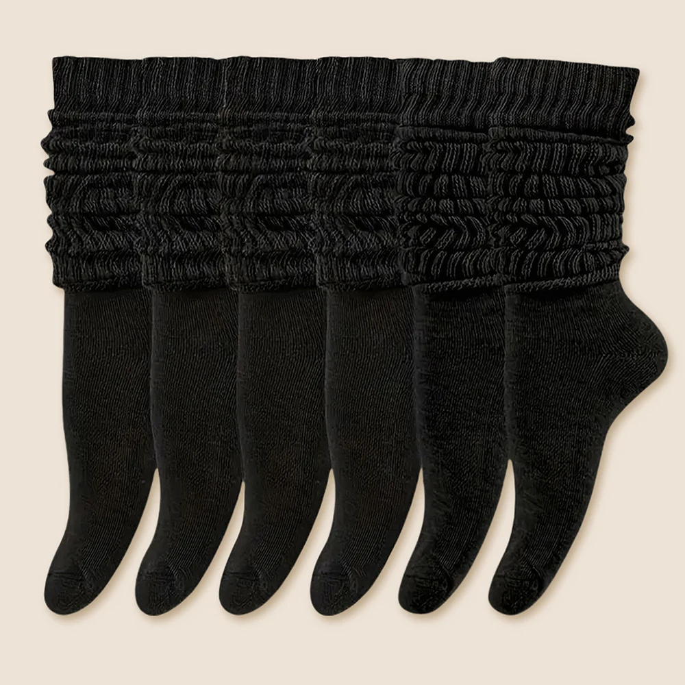 3/6 Pairs Women Mid-Calf Socks Thick Thermal Knit Calf Socks Cute Long Loose Slouch Socks Spring Autumn Winter Warm