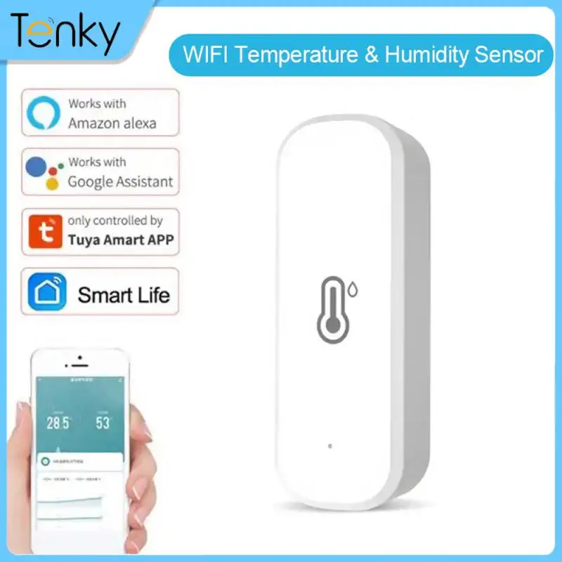 Tenky WiFi Temperature Humidity Sensor Indoor Smart Life Sensor Tuya Thermostat Hygrometer Sensor Works With Alexa Google