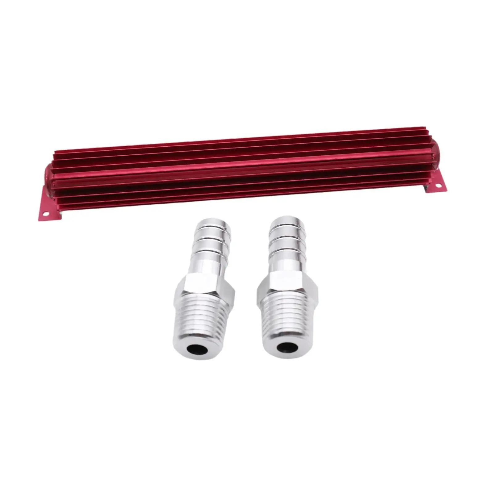 Aluminum Two Channel Transmission Cooler Universal Oil Heat Sink Tank with Fittings for Vehicle Engine