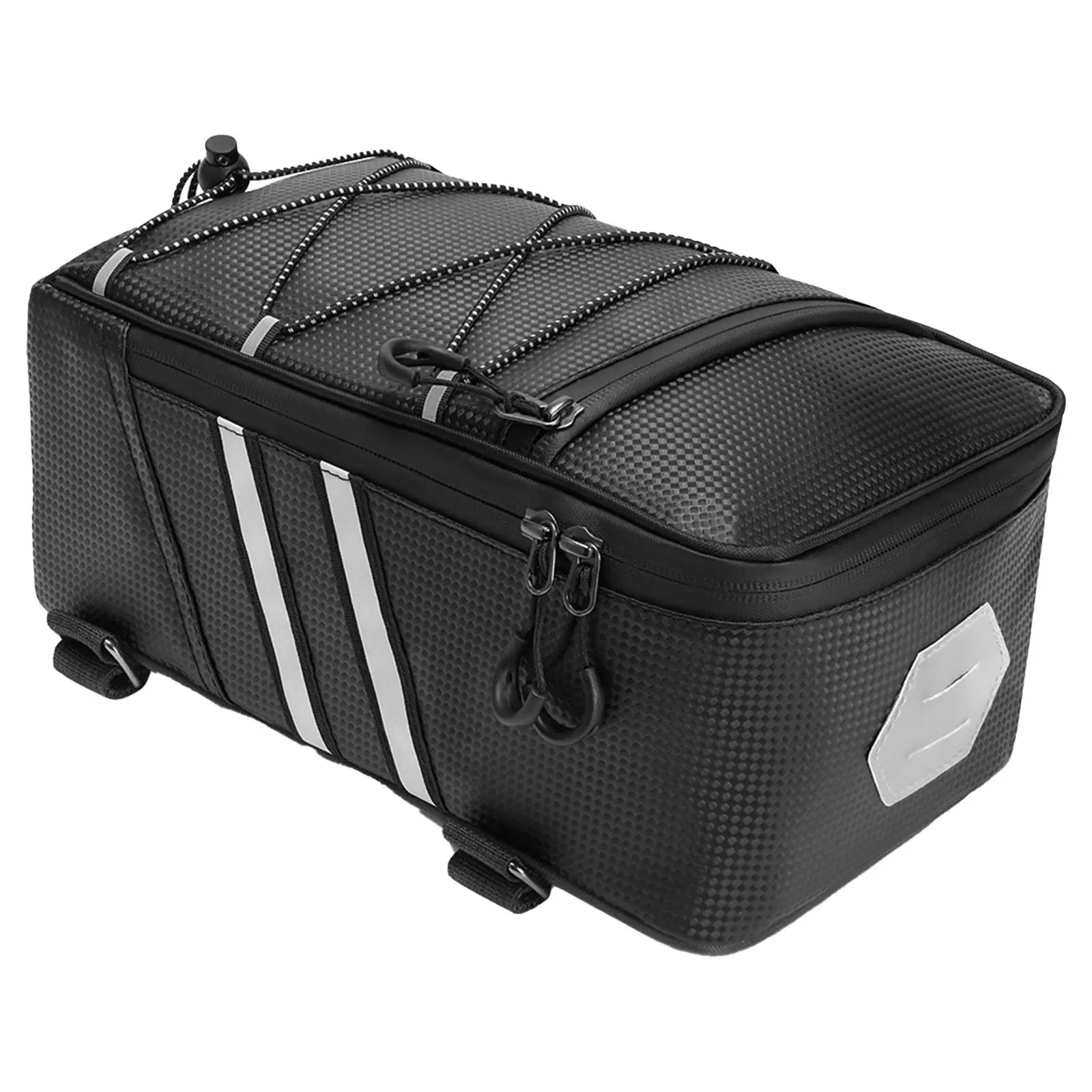 حقيبة الرف الخلفي للدراجة، حقيبة صندوق الدراجة، سعة 8 لتر، سحاب من جلد البولي يوريثان