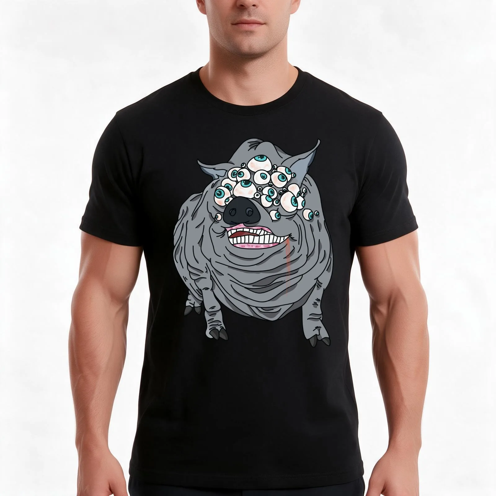 Bloodborne maneater boar T-Shirt, Summer Casual Cotton Tee, Oversized Streetwear Tops, Vintage Graphic Print, Unisex Men Women