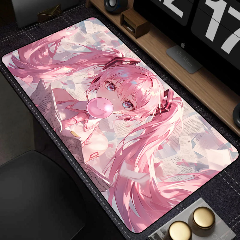 Popular virtual diva H-Hatsune Cute Miku Mouse Pad Non-Slip Rubber Edge Locking Mousepads Game Play Mat for Notebook PC Computer