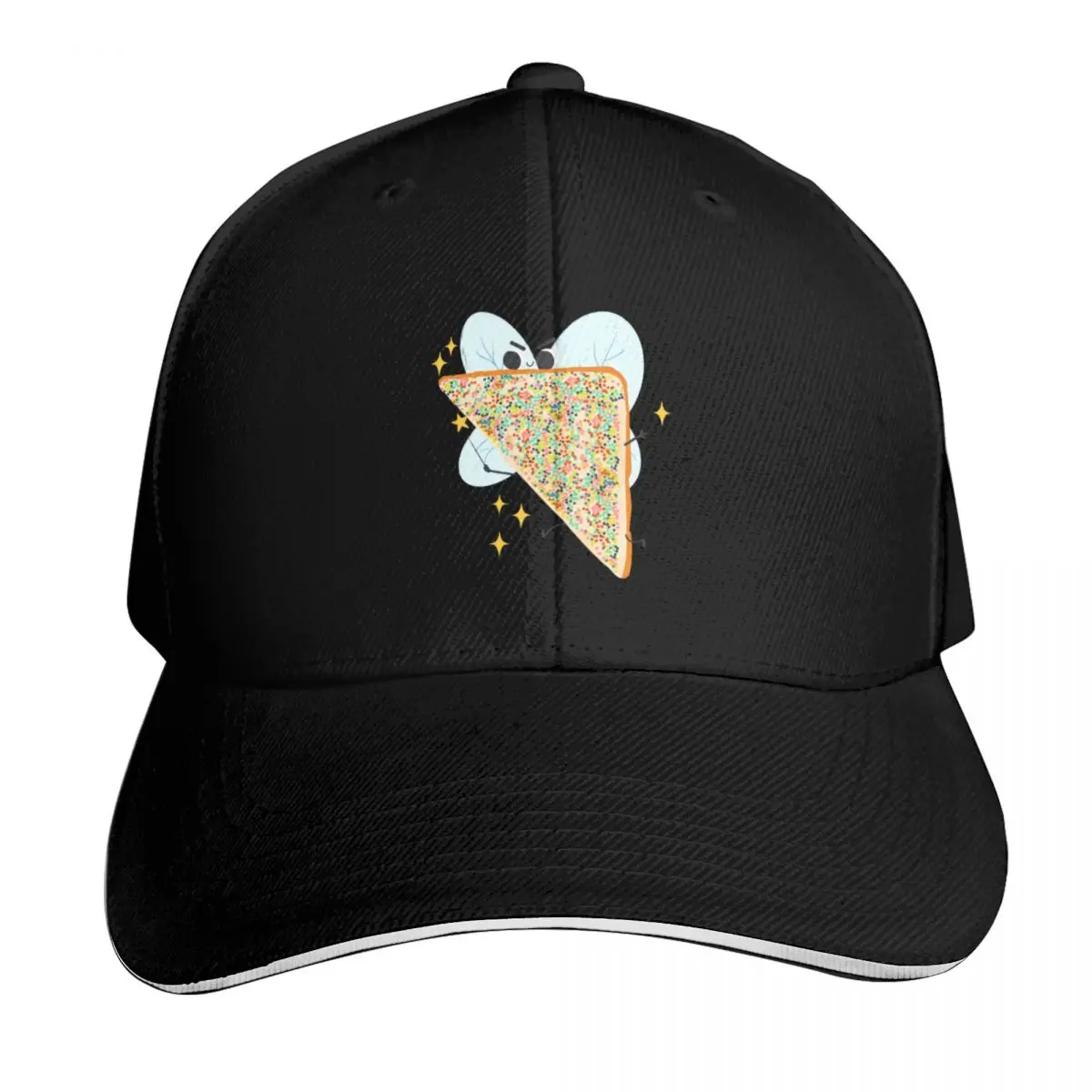 Fairy Bread Slice Cartoon Art Illustration for Fairy Bread Day Baseball Cap Men Women Casual Summer Sport Sun Cap