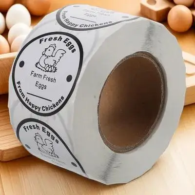 

1 Roll 500 Sheets Egg Carton Labels Fresh Eggs Packaging Stickers Farm Produce Labels For Market Sale Business Use Round