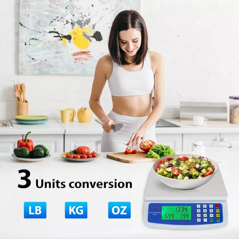 Podofo Balance numérique de précision 30 kg / 1 g avec écran LCD, balance électronique haute capacité pour la cuisine, la pâtisserie et la pesée des aliments