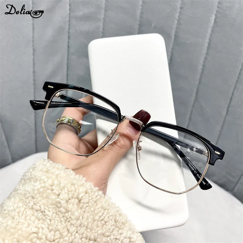 Anti-Blue Light Myopia Glasses Women Men Fashion Metal Half Frame Prescription Eyeglasses Optical Myopic Eyewear -0.50 To -4.00