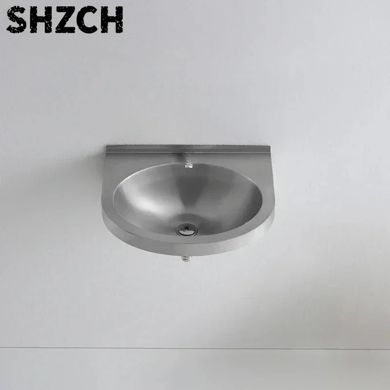 304 Stainless Steel Wash Basin  Stain-Resistant Wall-Mounted Sink  Large Opening Balcony Sink Rust-Free Bathroom Wash Basin