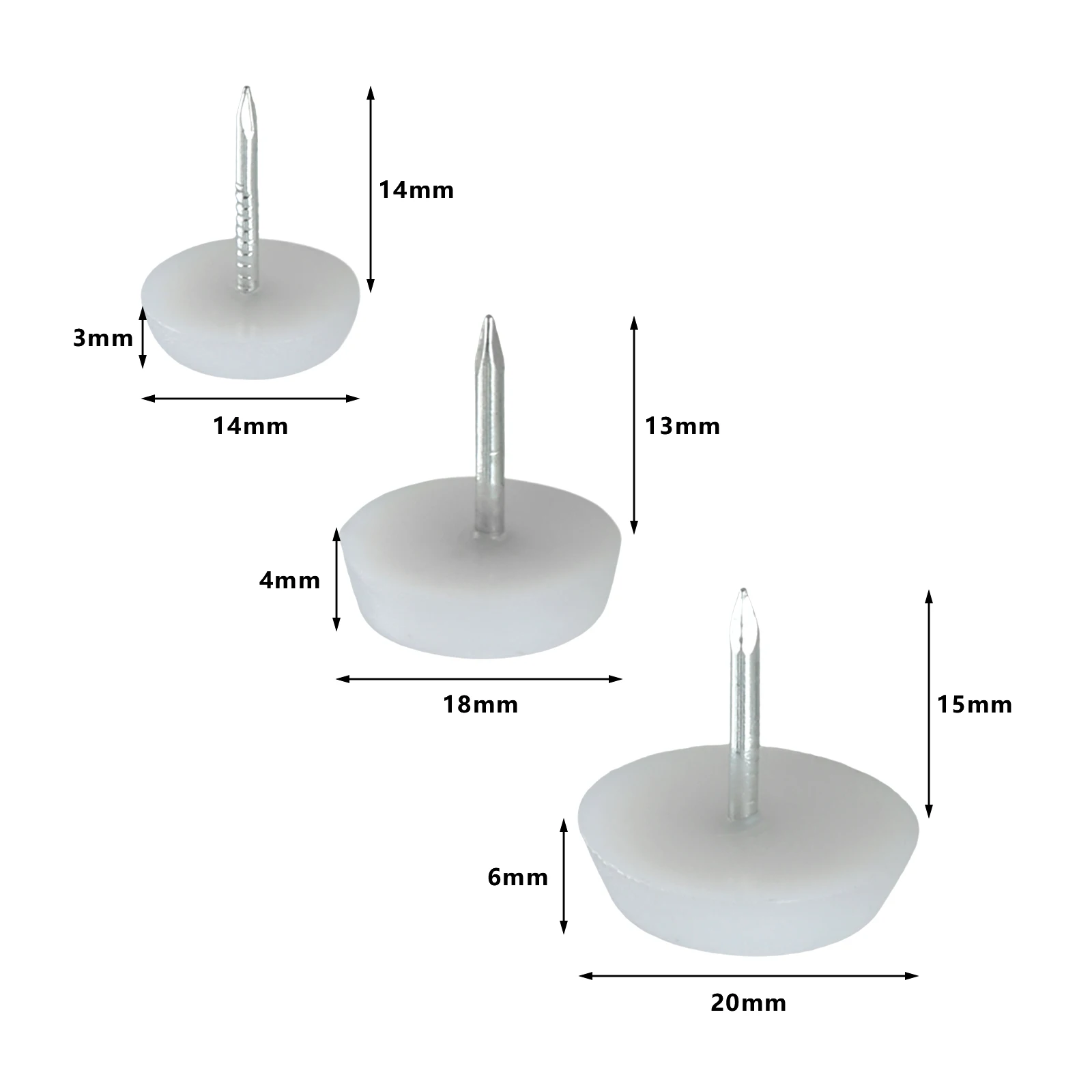 50 Uds. De almohadillas deslizantes para patas de silla y mesa de 14/18/20mm, almohadillas para pies con clavos, alfombrillas antideslizantes para muebles, Protector de patas de silla de madera