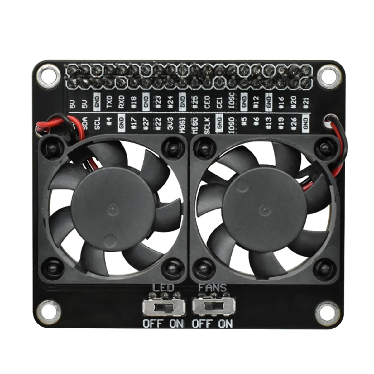 Per scudo doppia ventola di raffreddamento 4B con dissipatore di calore per 5B/4B/Zero con radiatore RPI LED verde