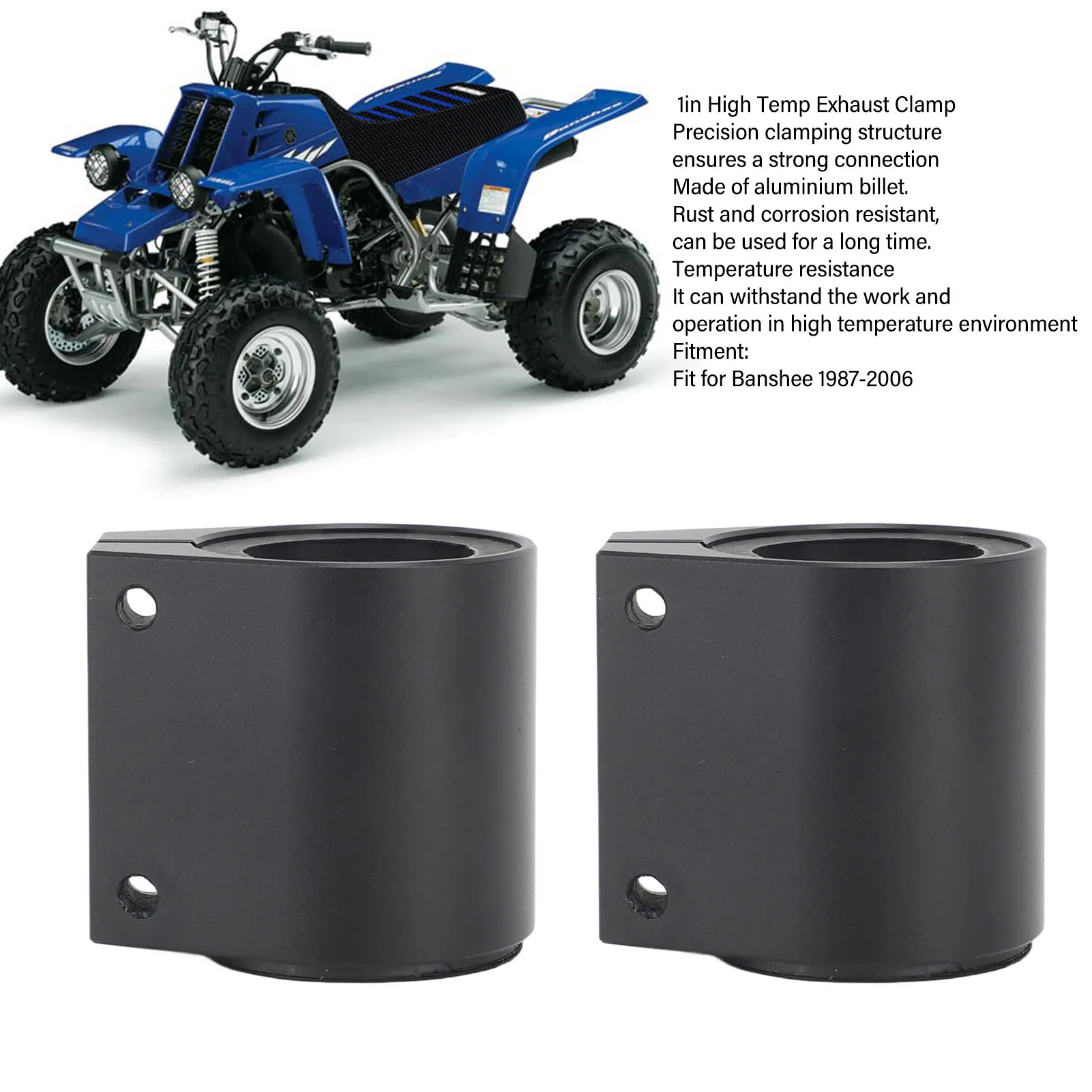 

1in High Temp Pipe Clamp 1in High Temp Exhaust Clamp Aluminum Butt Joint Exhaust Band Clamp for Banshee 1987 to 2006