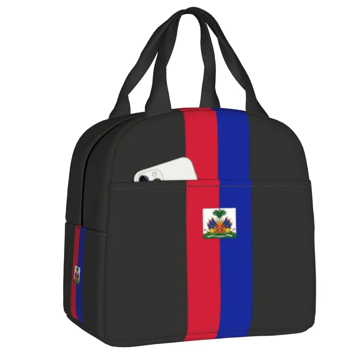 

Custom Flag Of Haiti Stripe Lunch Bag Women Warm Cooler Insulated Lunch Box for Adult Office