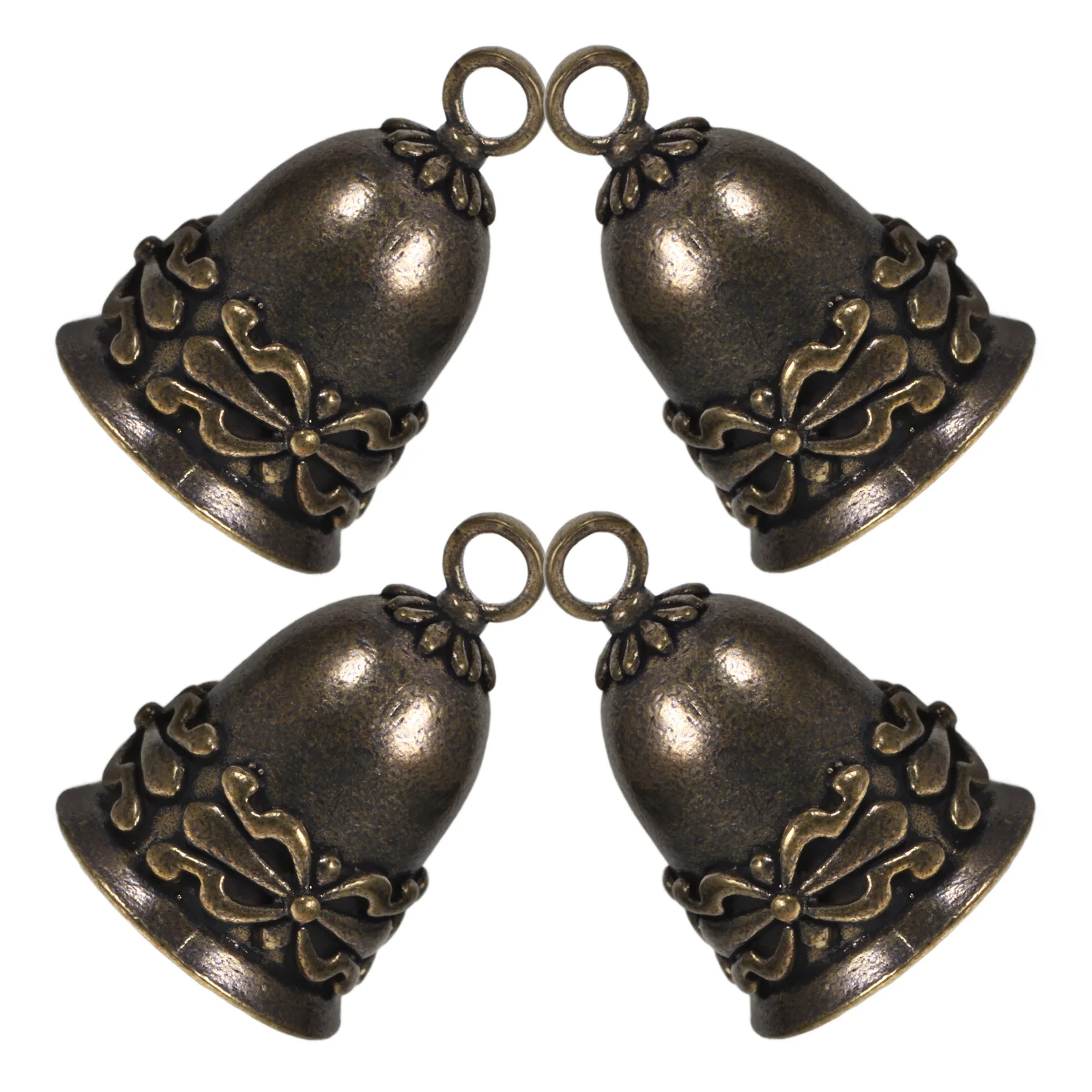 

4pcs Vintage Brass Bell Pendant Retro Diy Hanging Charm Decorative Craft Accessory Gift Ornament For Friends Family Handicraft