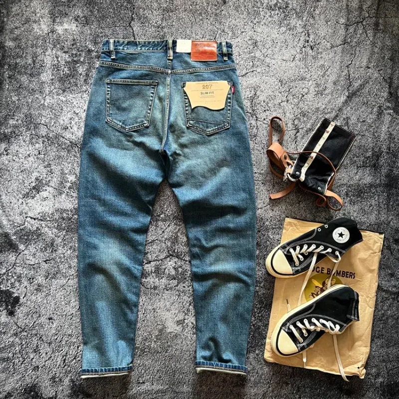 14OZ Red Ear American Classic fit straight drum cotton ball Denim Heavy vintage Red ear denim pants trend