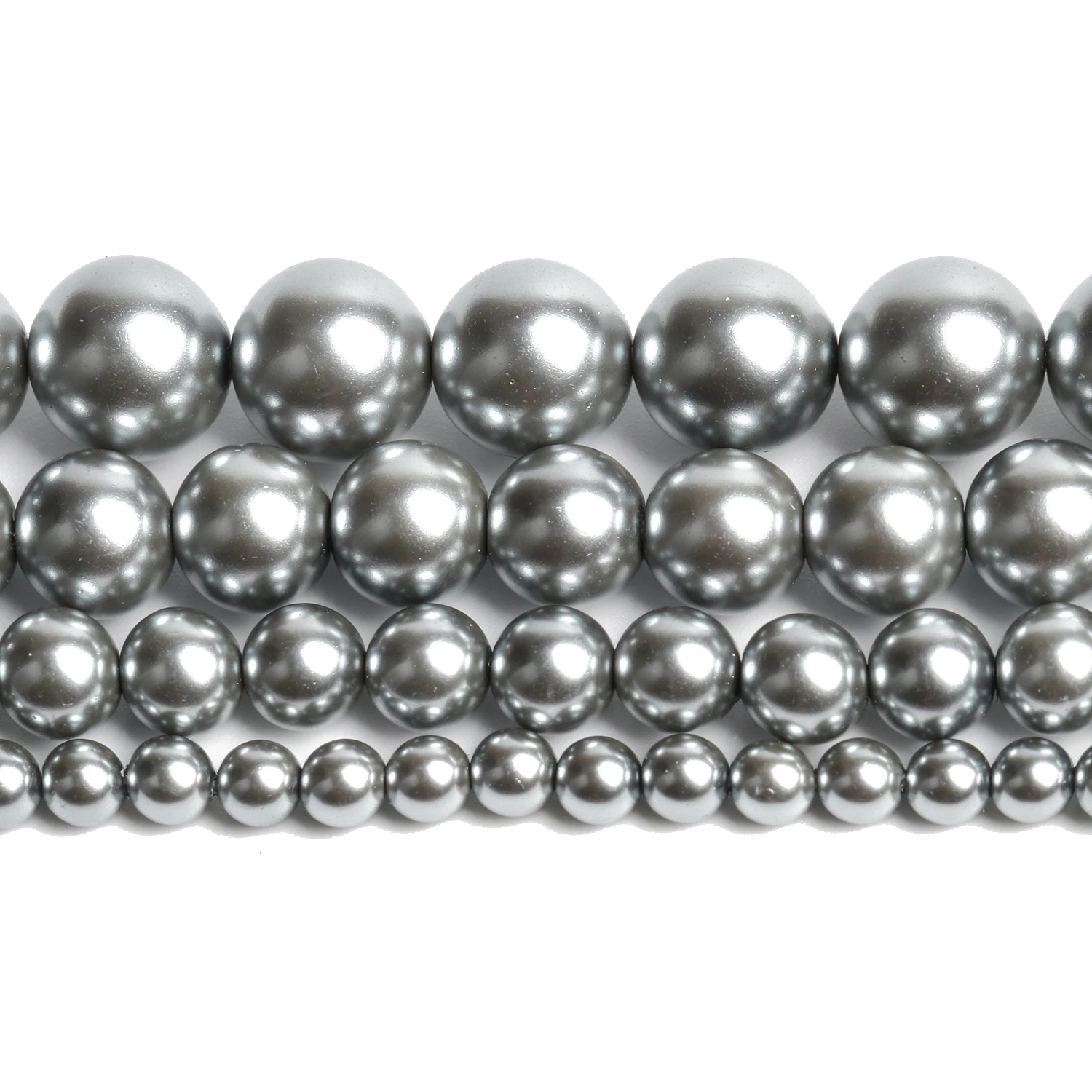 4/6/8/10mm Natural Gray Shell Pearls Beads Smooth Round Loose Beads for Jewelry Making Supplies DIY Bracelet Accessories