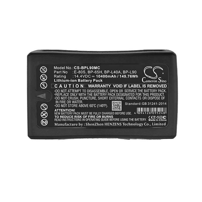 100% NEW10400mAh Camera Battery BP-90,BP-L90,BP-L90A for Sony DCR-50(DVCAM VTR),DCR-50P,HDC-930,HDC-950,BVM-D9,HDW-650,F35