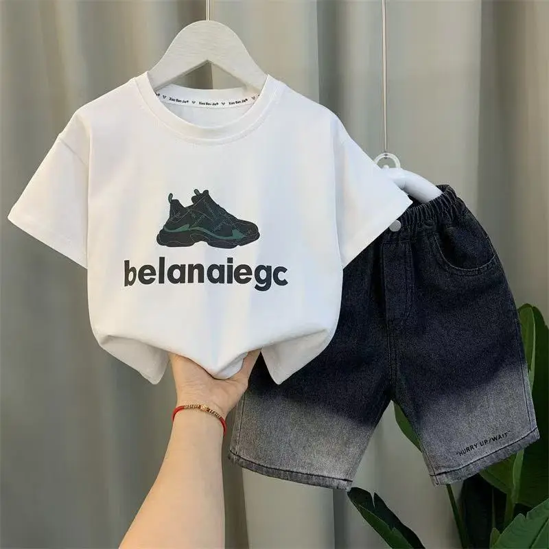 

2-9Y Children's Summer Set 2026 New Fashionable Boys' Baby Short Sleeve T-shirt Shorts 2 Pieces Kids Clothes Suit For Boy