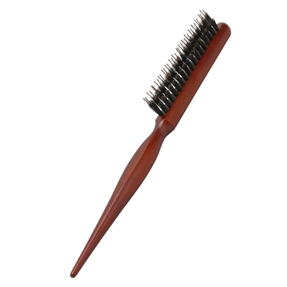 Hairdressing Tool Ergonomic Handle Teasing Brush Professional Nylon Hairs Hair Parting Comb Wooden Handle Styling Comb Salon Use