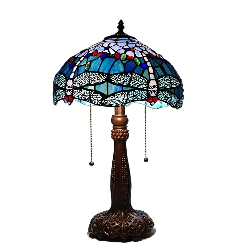 

12 Inch 30cm Retro Manual Stained Glass Lampshade Tiffany Table Lamp