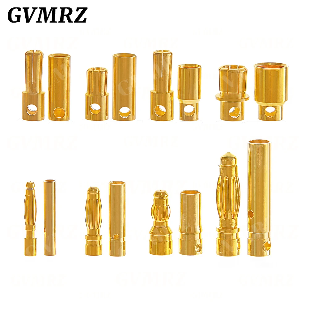 2mm 3mm 3.5mm 4mm 5mm 5.5mm 6mm 8mm RC Battery Gold-plated Bullet Banana Plug High Quality Male Female Bullet Banana Connector