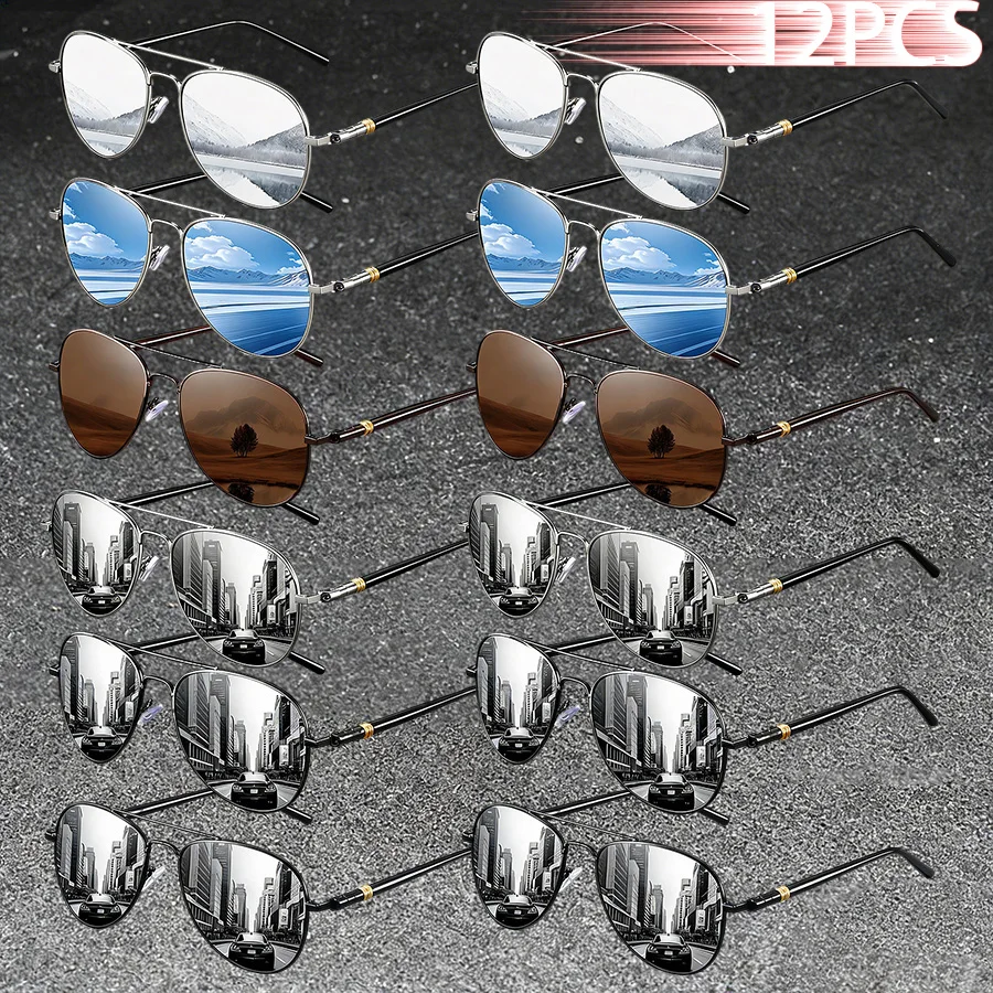 

12 шт. Модные винтажные высококачественные очки-авиаторы для мужчин и женщин, для отдыха, рыбалки, вождения, дизайнерские солнцезащитные очки