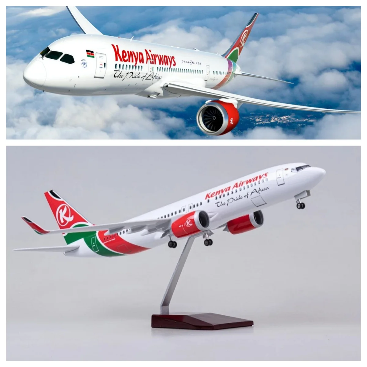 

1/85 Scale 47cm B737 Kenya Airways Airplane Model Resin Diecast Plane With LED Light & Base For Aviation Enthusiast Display Gift