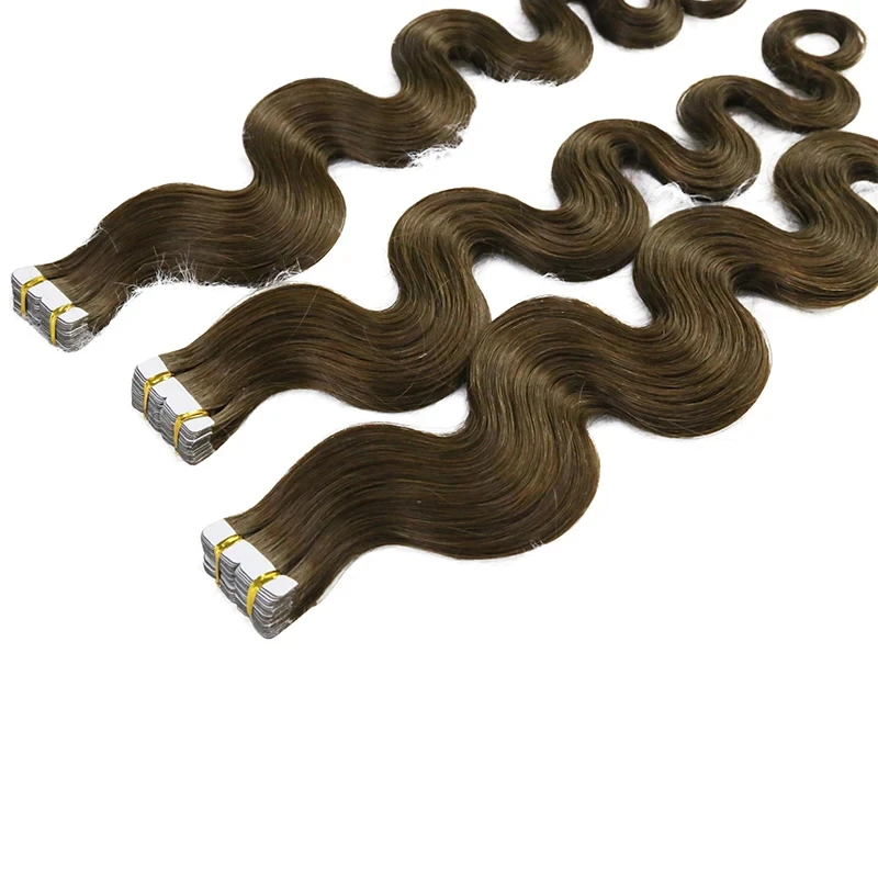 الشريط في شعر مستعار بشري الجسم موجة ريمي لاصق غير مرئية 100% شعر بشري طبيعي 20 قطعة/المجموعة 2.5 جرام/قطعة 50 جرام أومبير شقراء اللون