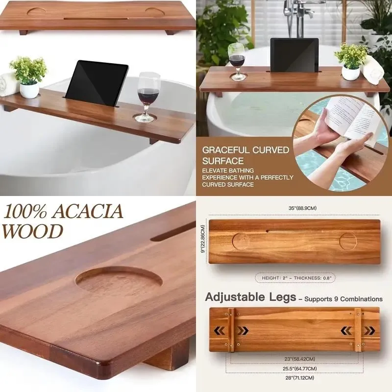 Modern Minimalist Waterproof Indian Wooden Tub with Adjustable Height Legs Anti Tip Large Heavy Duty Bathtub for Bathroom