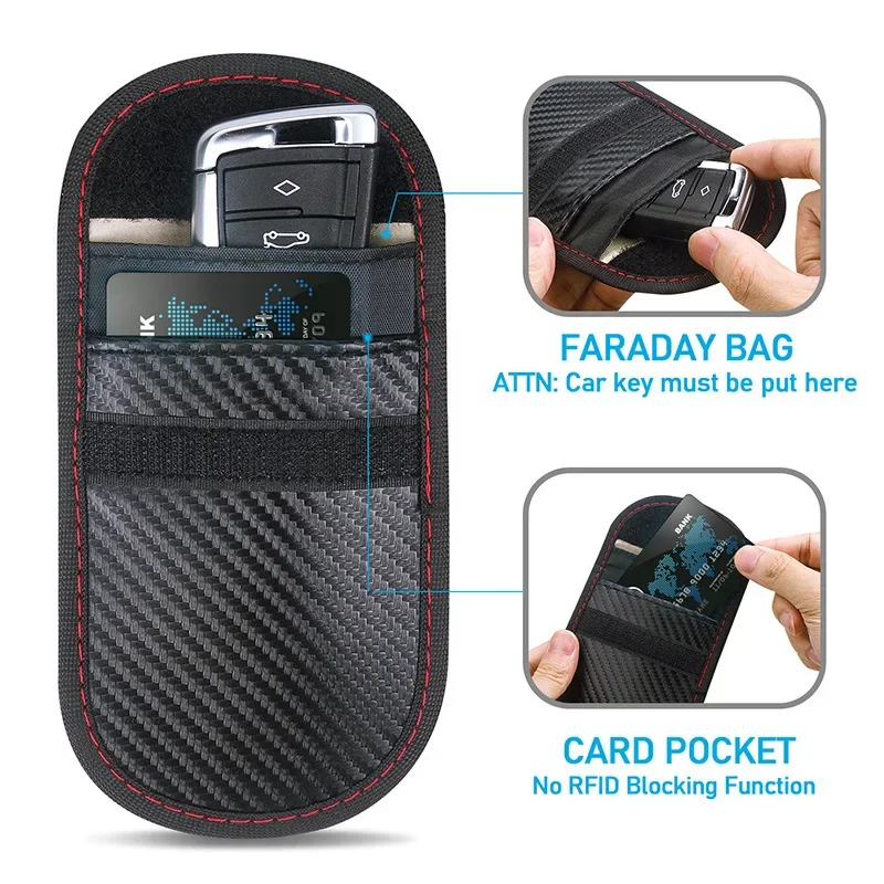 Car Key Signal Shielding Bag Anti-theft Key Bag RFID Electromagnetic Shielding Key Bag to Prevent Credit Card Demagnetization