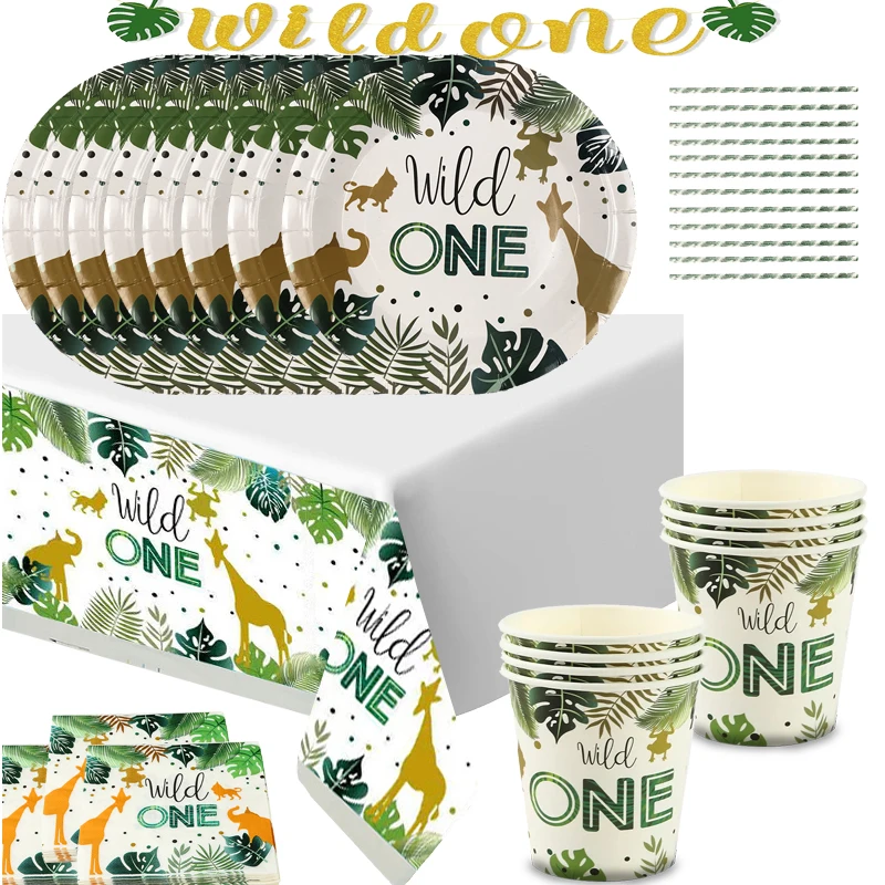 

Tropical Jungle Safari Wild One Party Supplies Happy Birthday Newborn Baby Birthday Party Photozone Family Shoot Photography