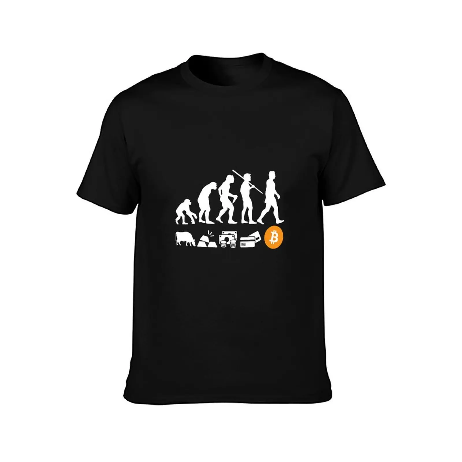 Bitcoin Evolution of Money BTC Crypto Logo Classic Classic T-Shirt Anti-Wrinkle Short Sleeve T-Shirt