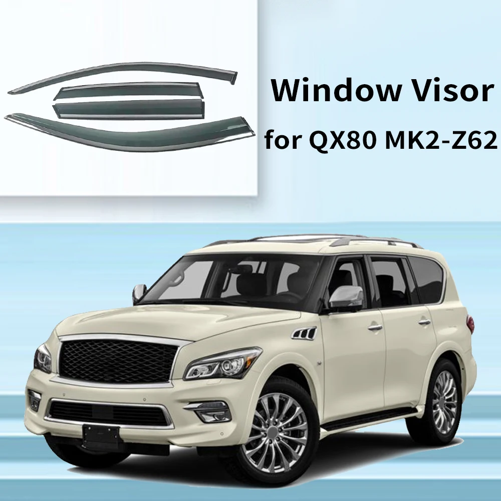 

Хромированные полоски, защита от дождя для INFINITI QX80 MK2-Z62 2011-2022, оконный козырек, ветровые дефлекторы, дверной козырек, вентиляционные шторы, вентиляционный козырек
