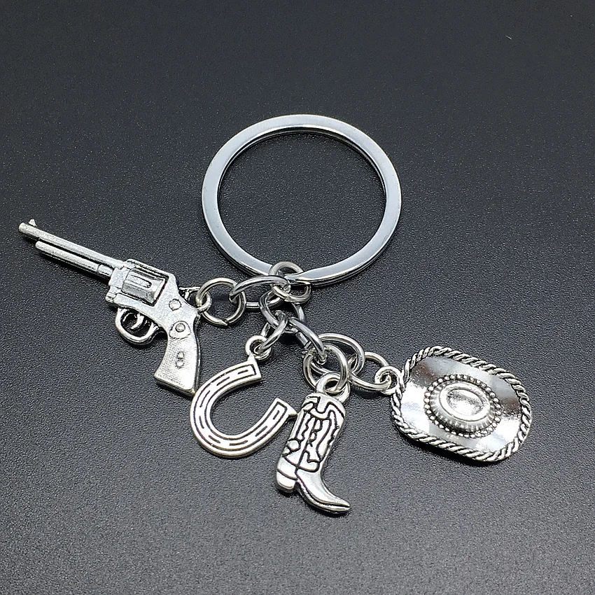 American West Cowboy Keychain Texas Ranch Master Handmade DIY KeyRing Accessories Jewelry Bag Pendant Family Gift