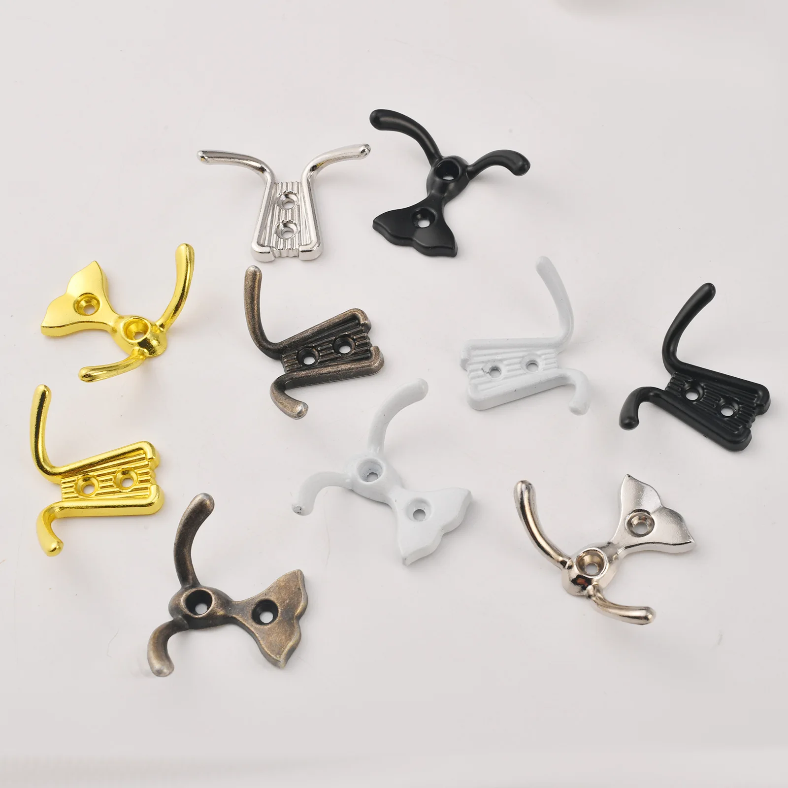 Black metal zinc alloy coat hook, thick door hook behind the door, wall coat and hat hook, hardware wardrobe hook