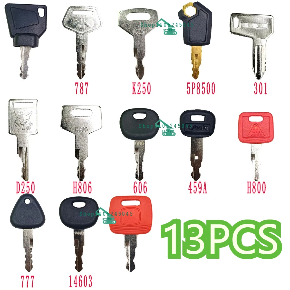 

13Pcs Ignition Key Sets for Construction Machinery Tractors and Excavators Replacement Car Master Key Ignition Set H800 5P8500