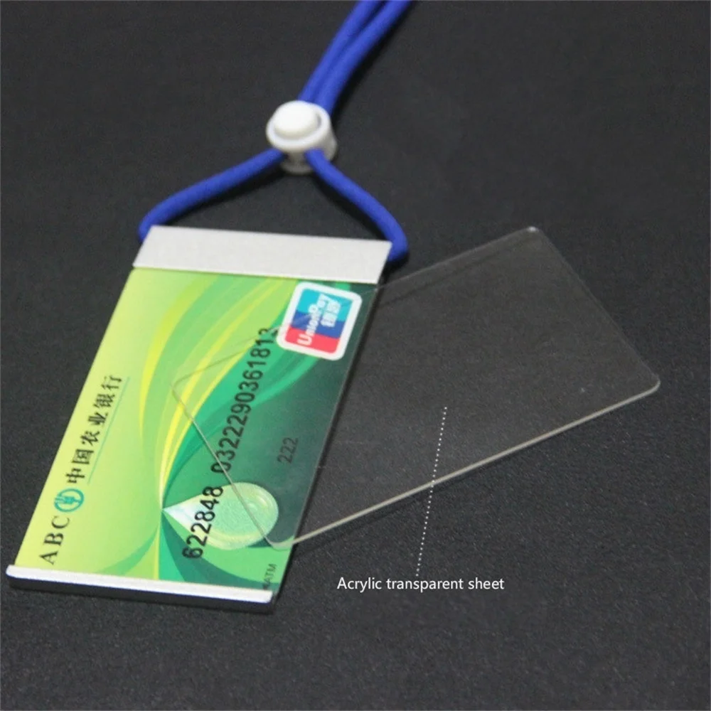 85*54mm Gold Silver Aluminum Alloy Name Tag Badge Id Card Holders Work Business Pass Case With Adjustable Neck Lanyard