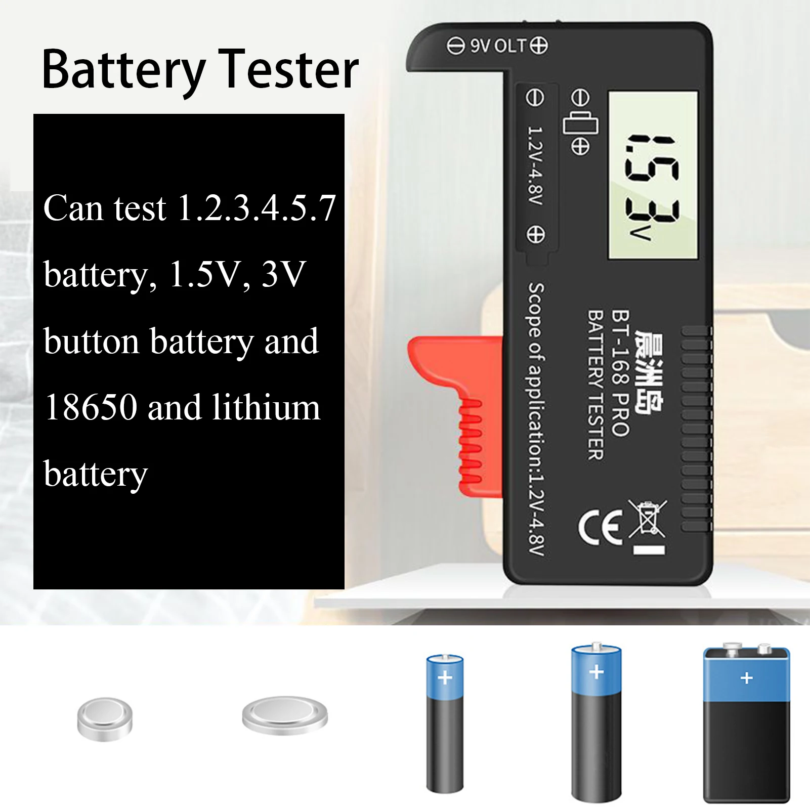 Battery Tester AAA Voltage Remaining Power Detector 18650 Lithium Battery Level Tester Voltage Meter  Battery Capacity Indicator