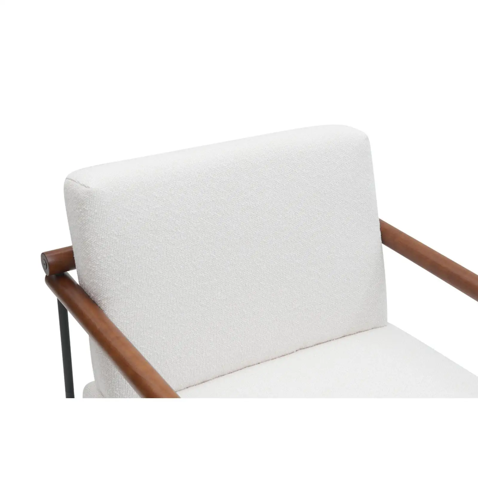 Poltrona moderna com detalhes Boucle – Espreguiçadeira estofada confortável com