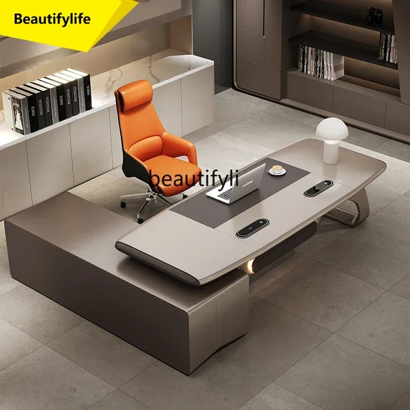 Q181 BDesk background cabinet light luxury high sense president table file cabinet minimalist table and chair combination