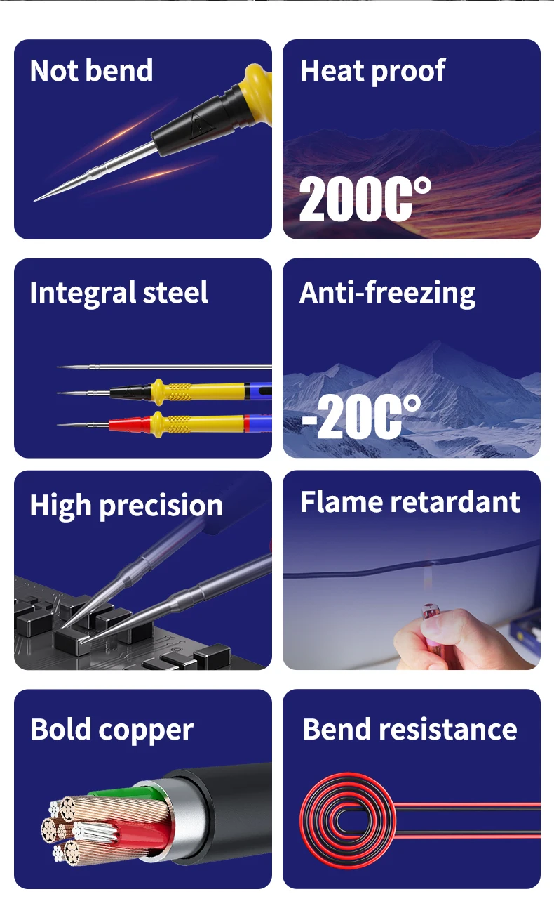 MECHANIC OFFICIAL Stainless Steel Lead Wire P30 Stainless Steel Pen Tip Probe Test Pen For Digital Multimeter Mobile Phone Repai
