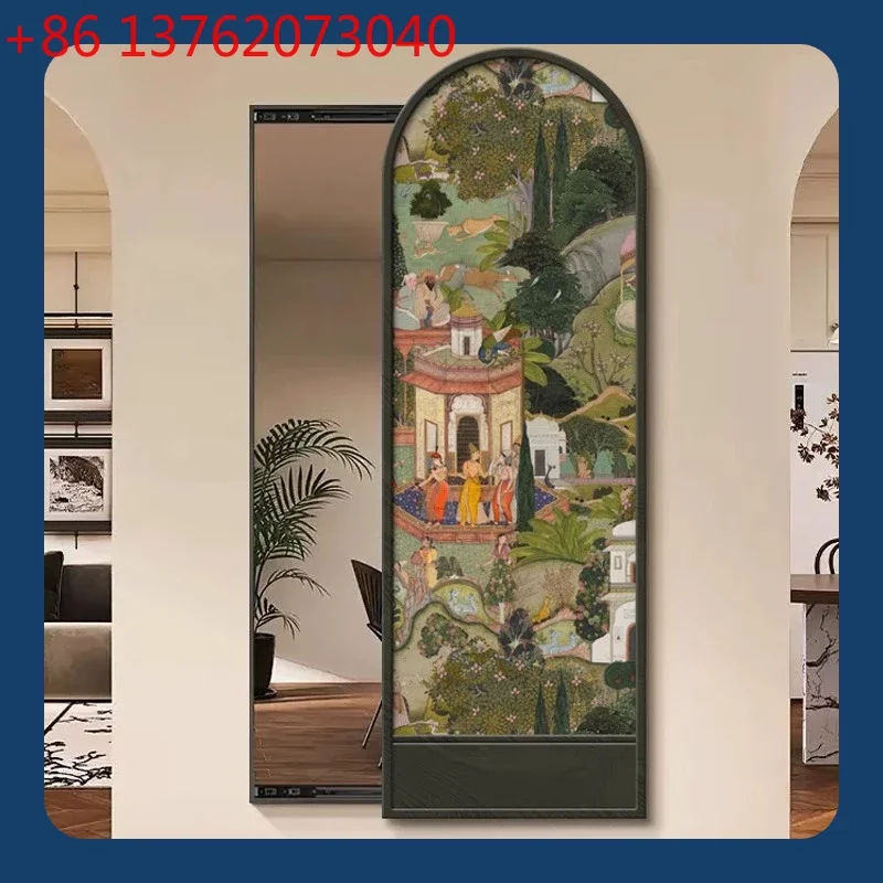 Invisible full-length mirror mural French retro bedroom push-pull full-length mirror painting