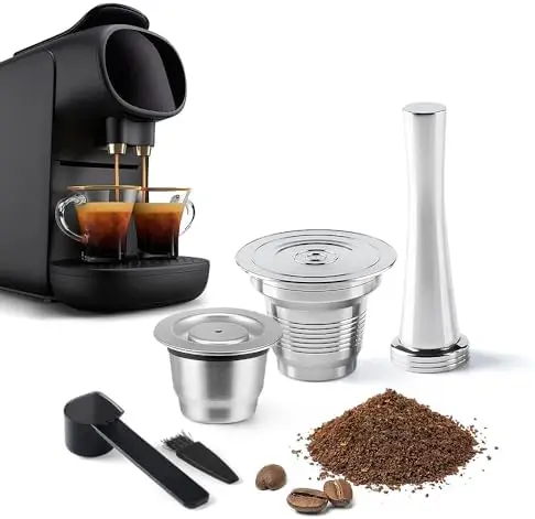 

Stainless Steel Reusable Coffee Capsules for L'OR Barista LM8012/60 with Tamper
